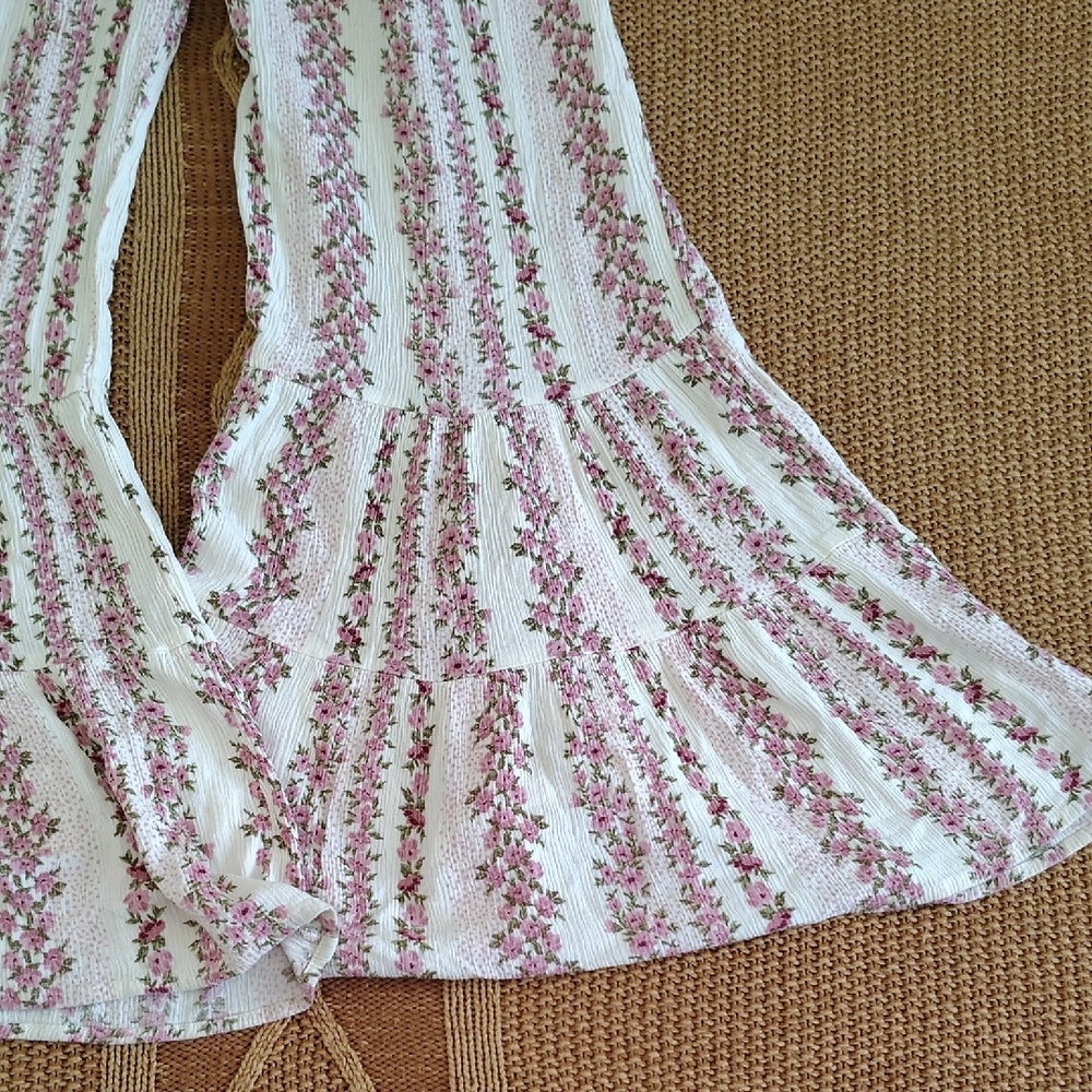 Mimi Chica Cream and Pink Floral Smocked Jumpsuit - Picture 8 of 8